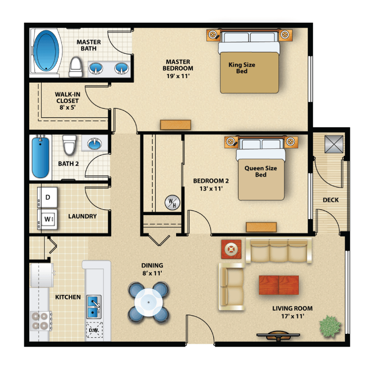Floor plan image of Two Bed Interior