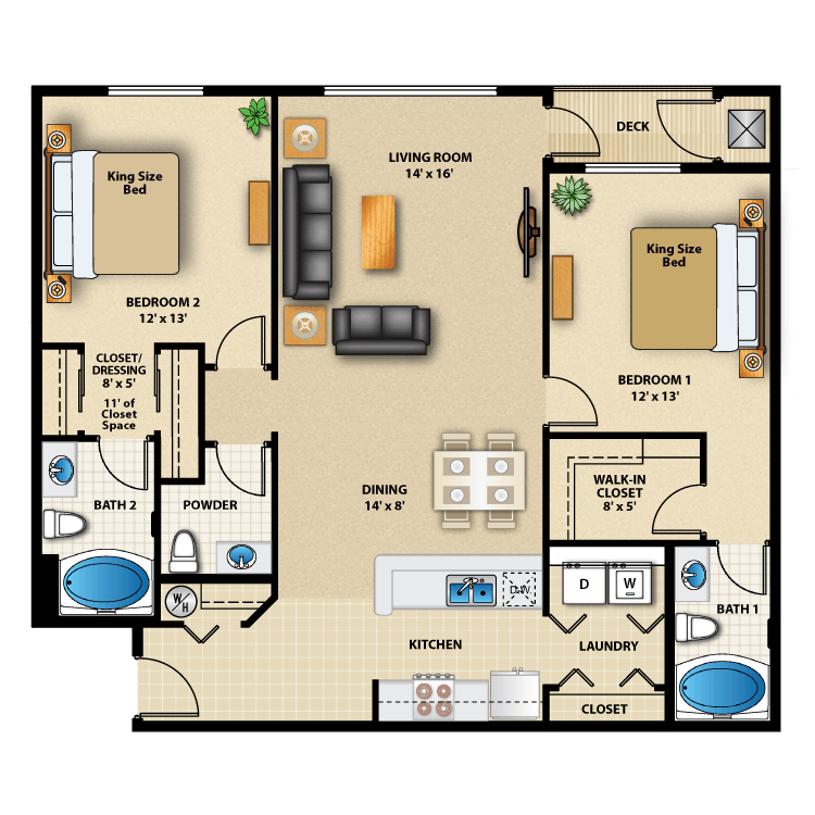 Floor plan image of Two Bed Double Master