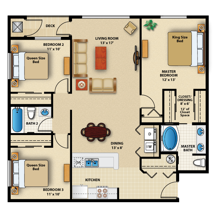 Floor plan image of Three Bed
