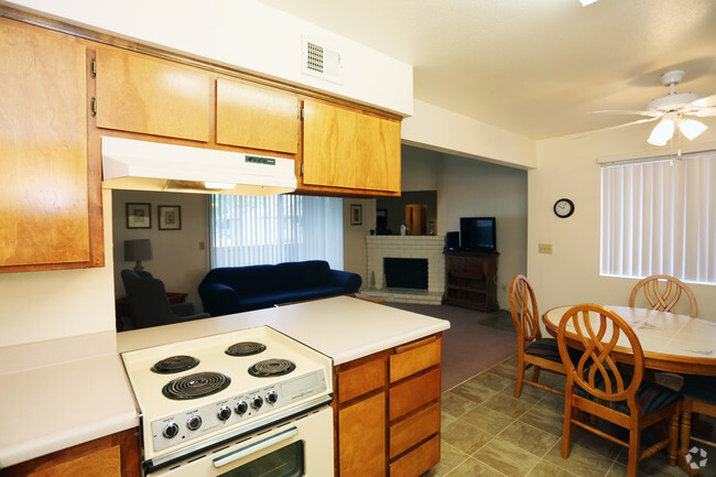 Kitchen with a white stove