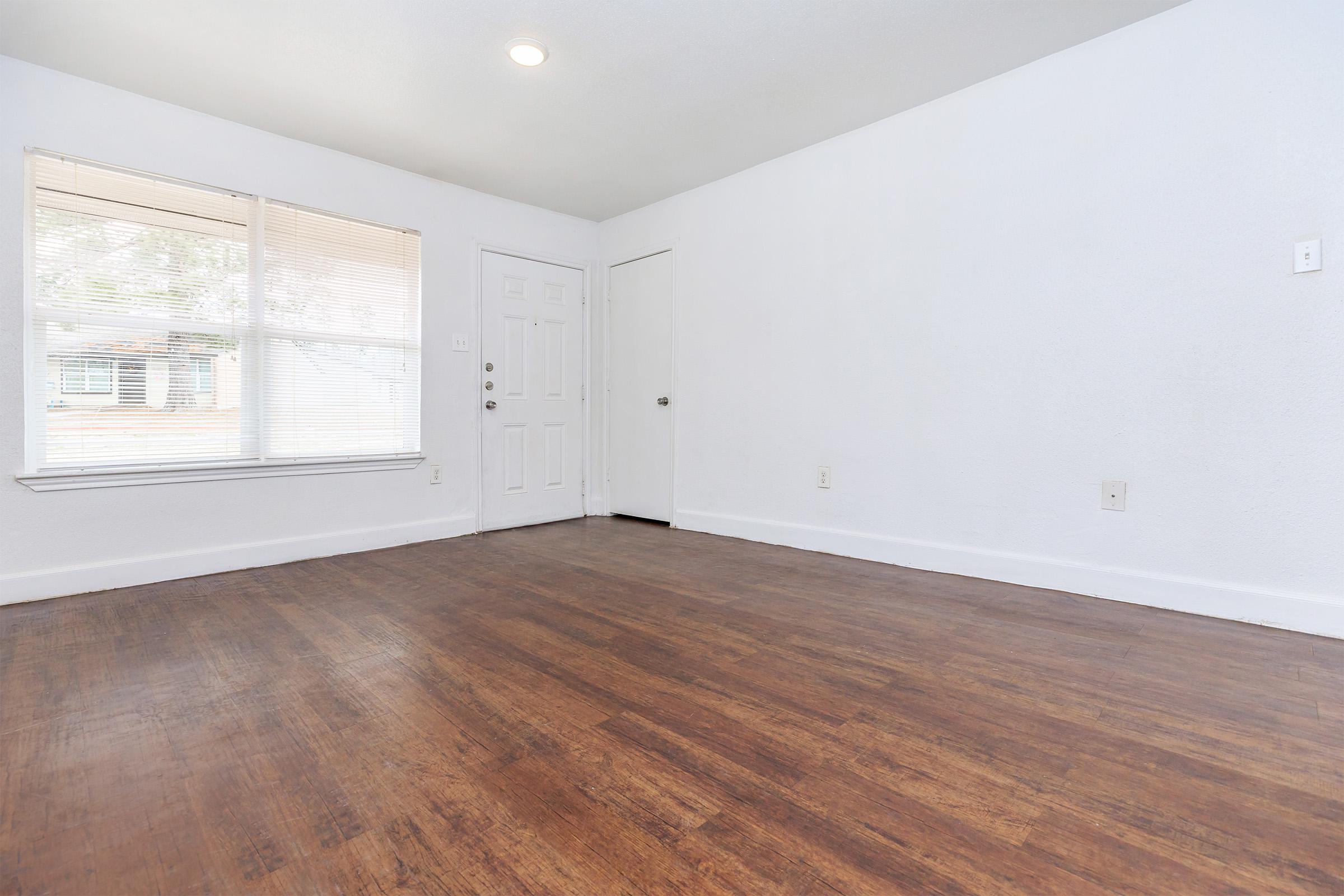 a room with white walls