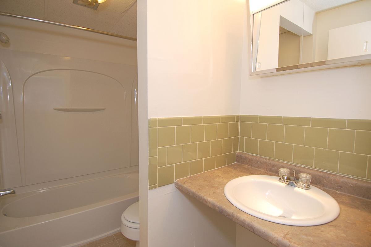 a white sink sitting under a mirror