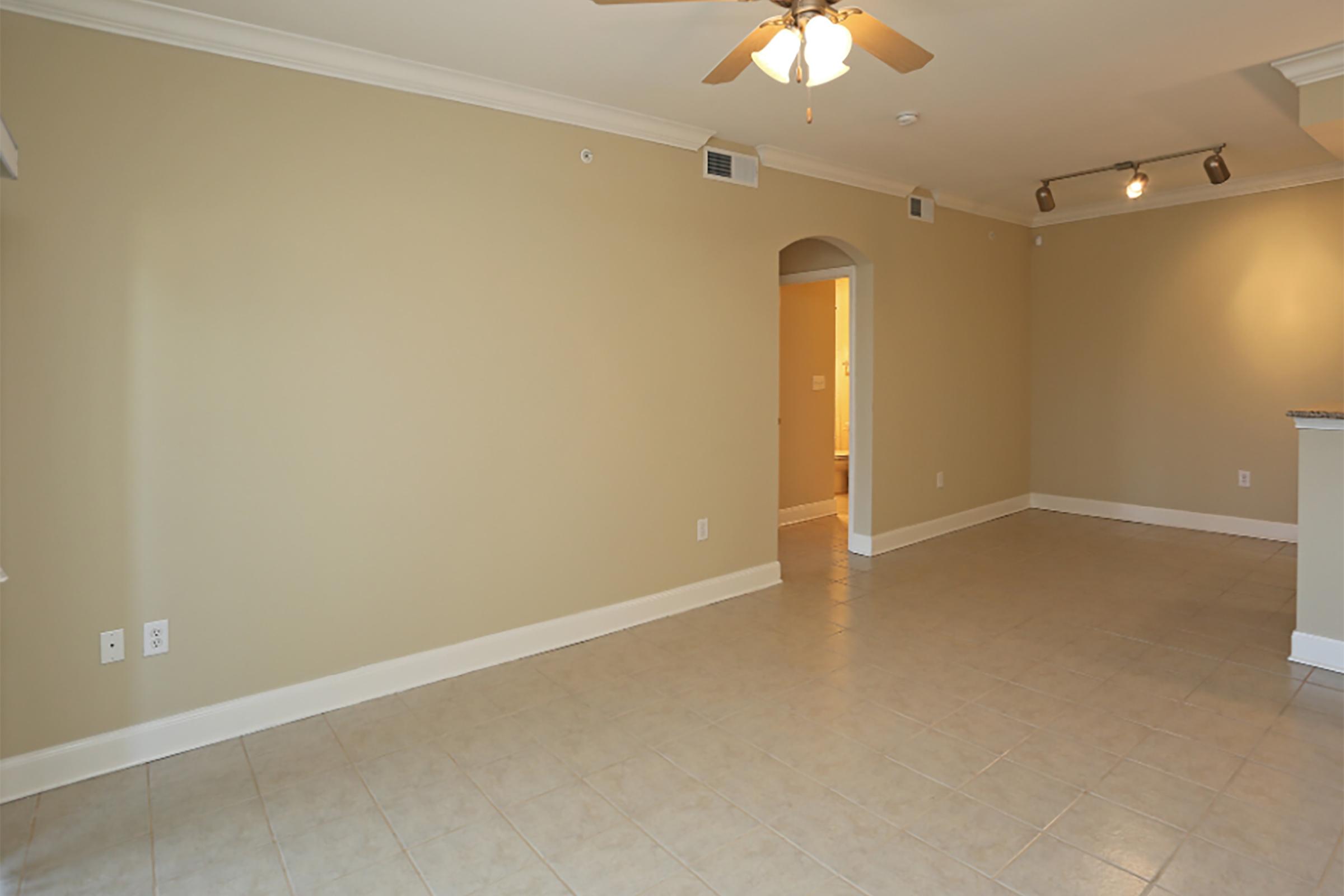 a room with a tile floor