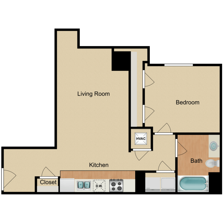 Floor plan image of 1 Bedroom D