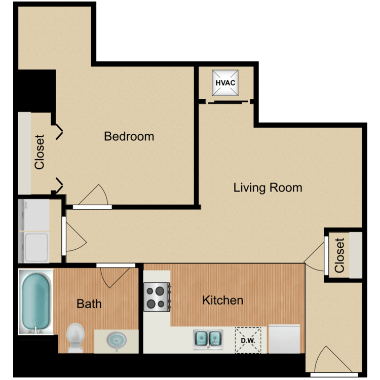 Floor plan image of 1 Bedroom E
