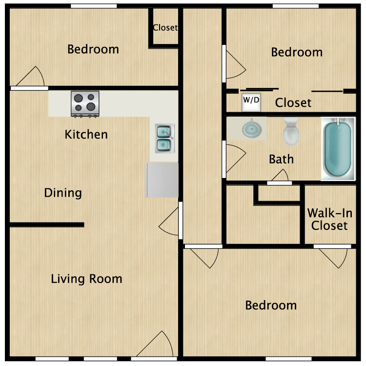 Floor plan image of 3 Bed 1 Bath End