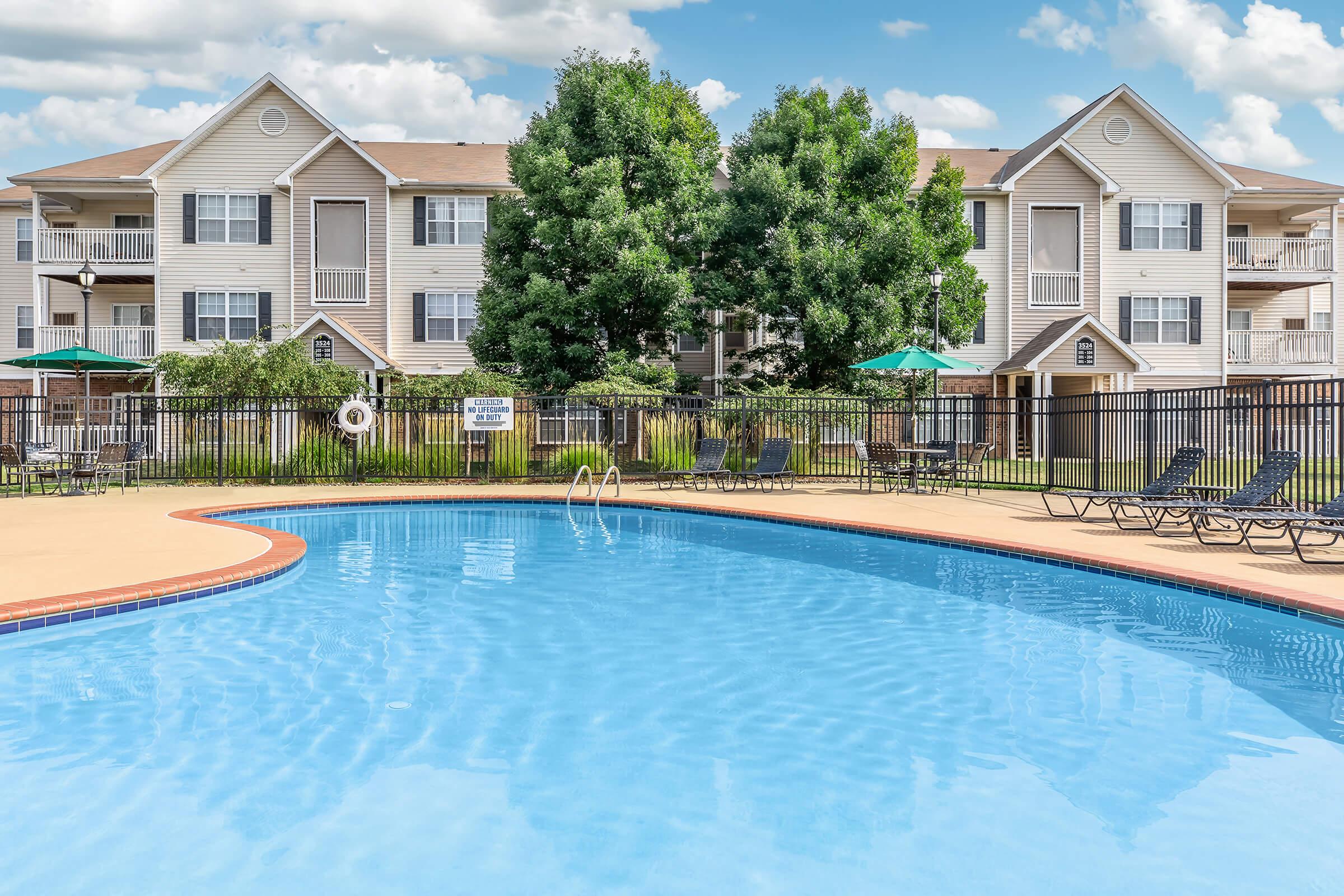 a house with a pool of water