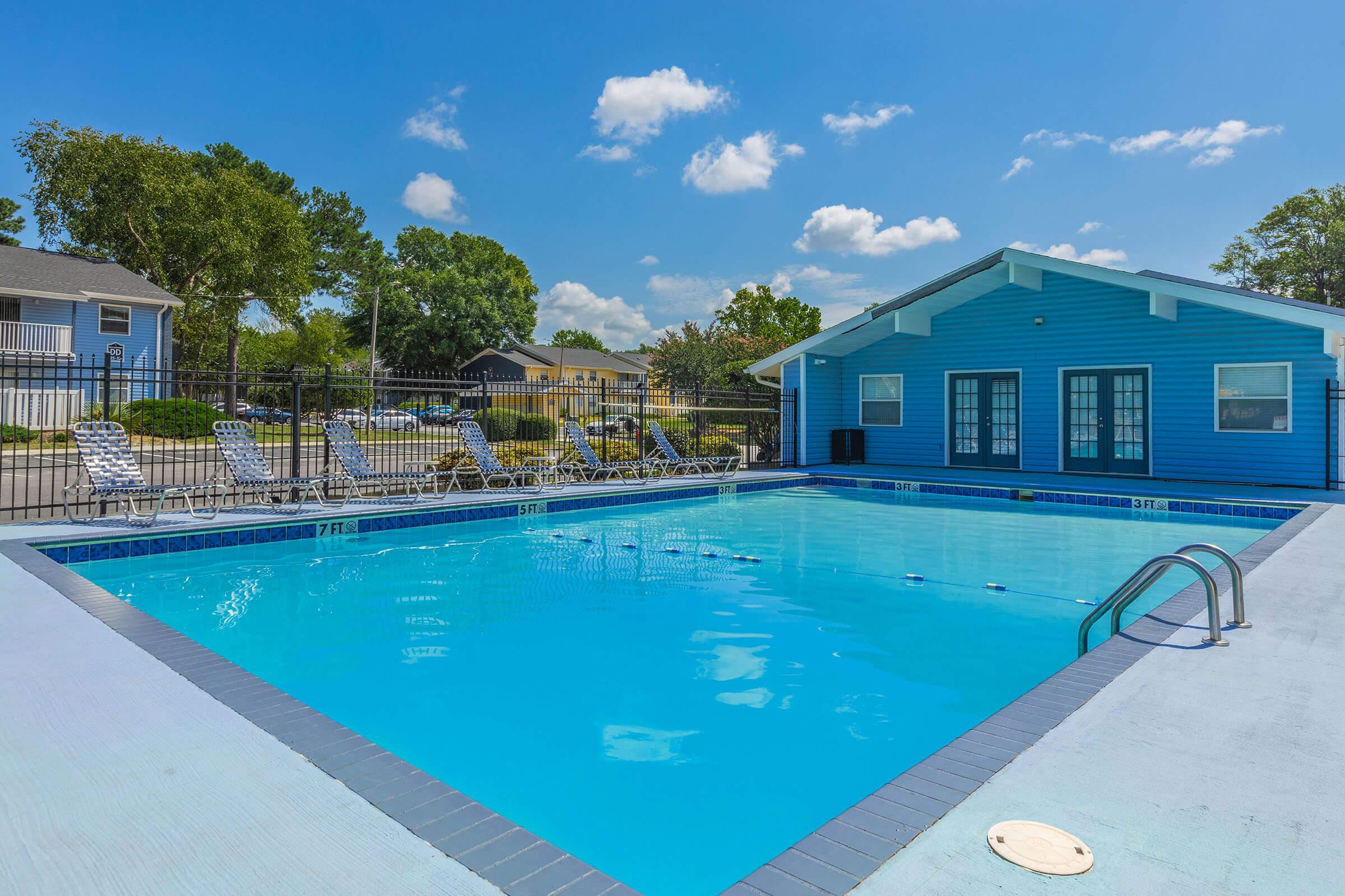 a blue pool of water