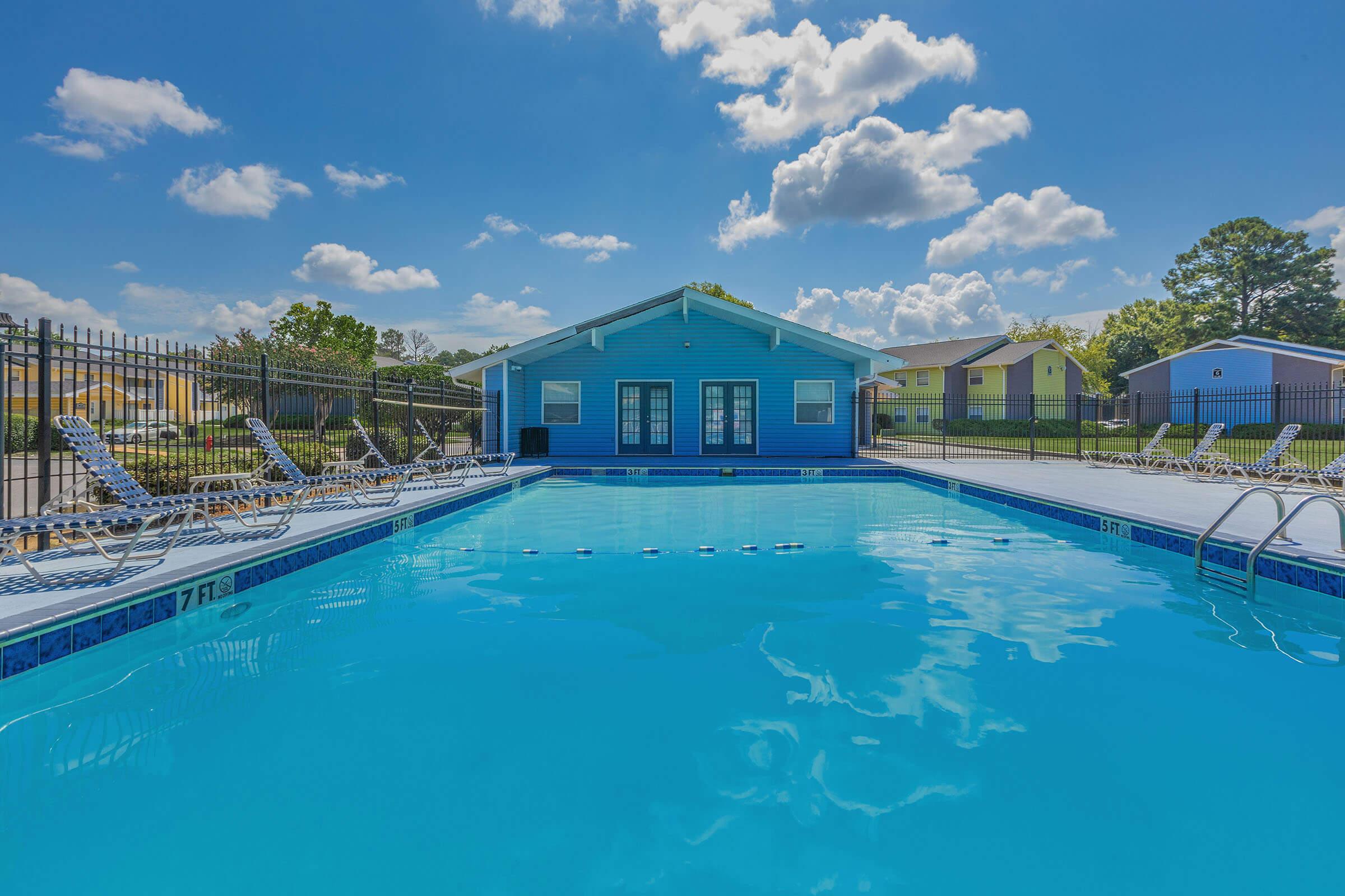 a blue pool of water