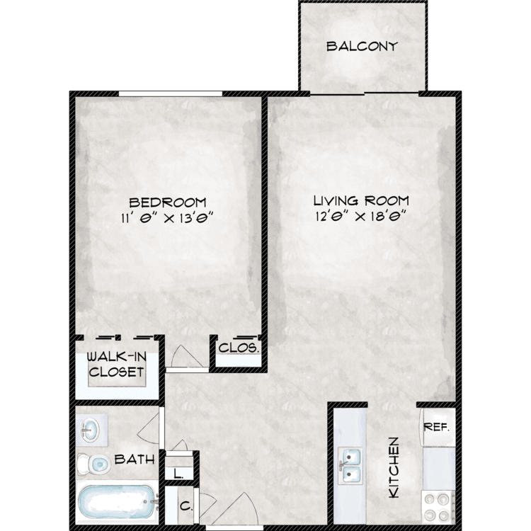 One Bedroom floor plan image