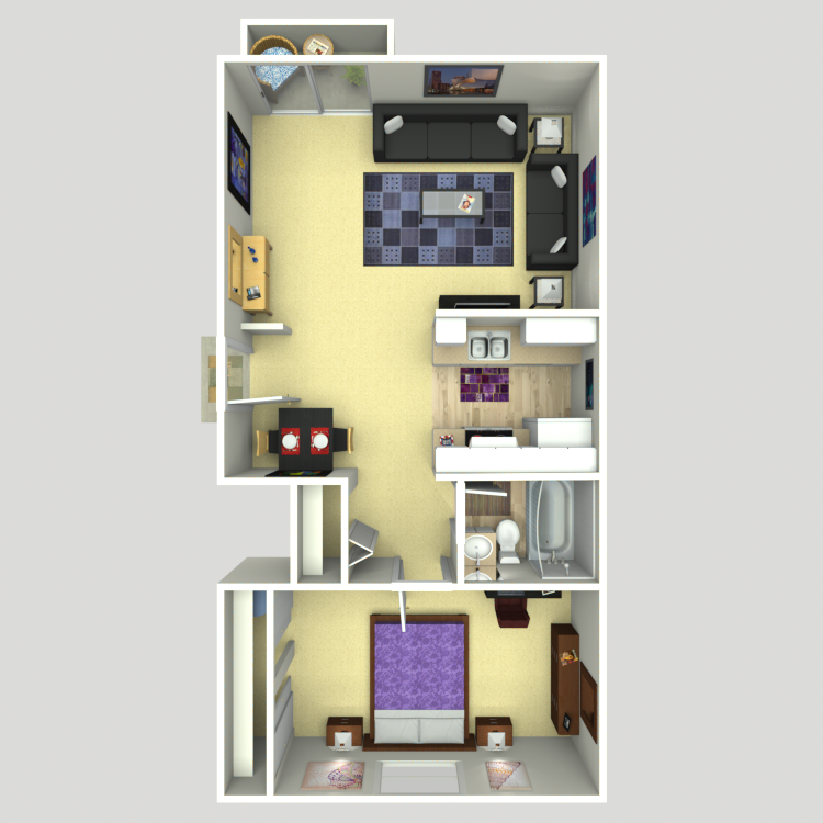 Floor plan image of 1 Bed 1 Bath