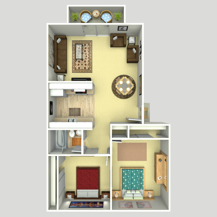 Floor plan image of 2 Bed 1 Bath Top