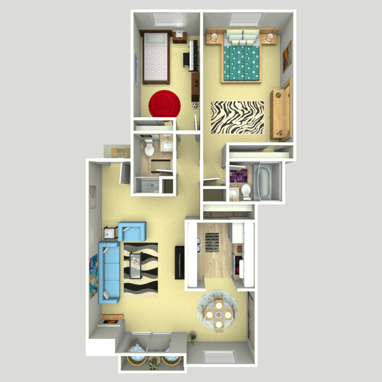 Floor plan image of 2 Bed 1.75 Bath