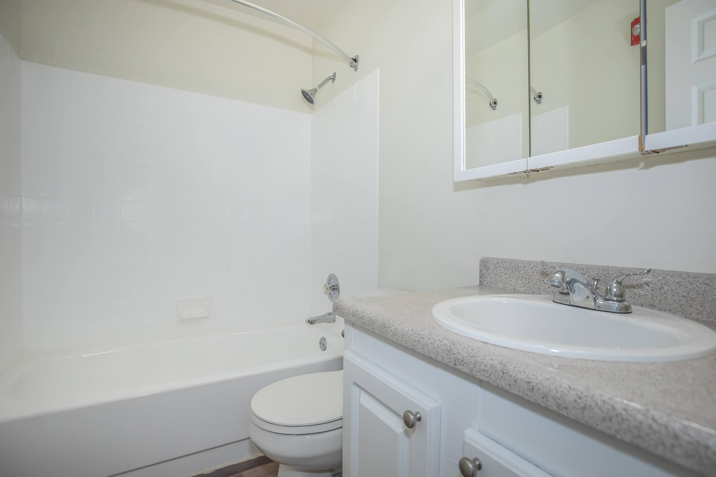 a white sink sitting under a mirror