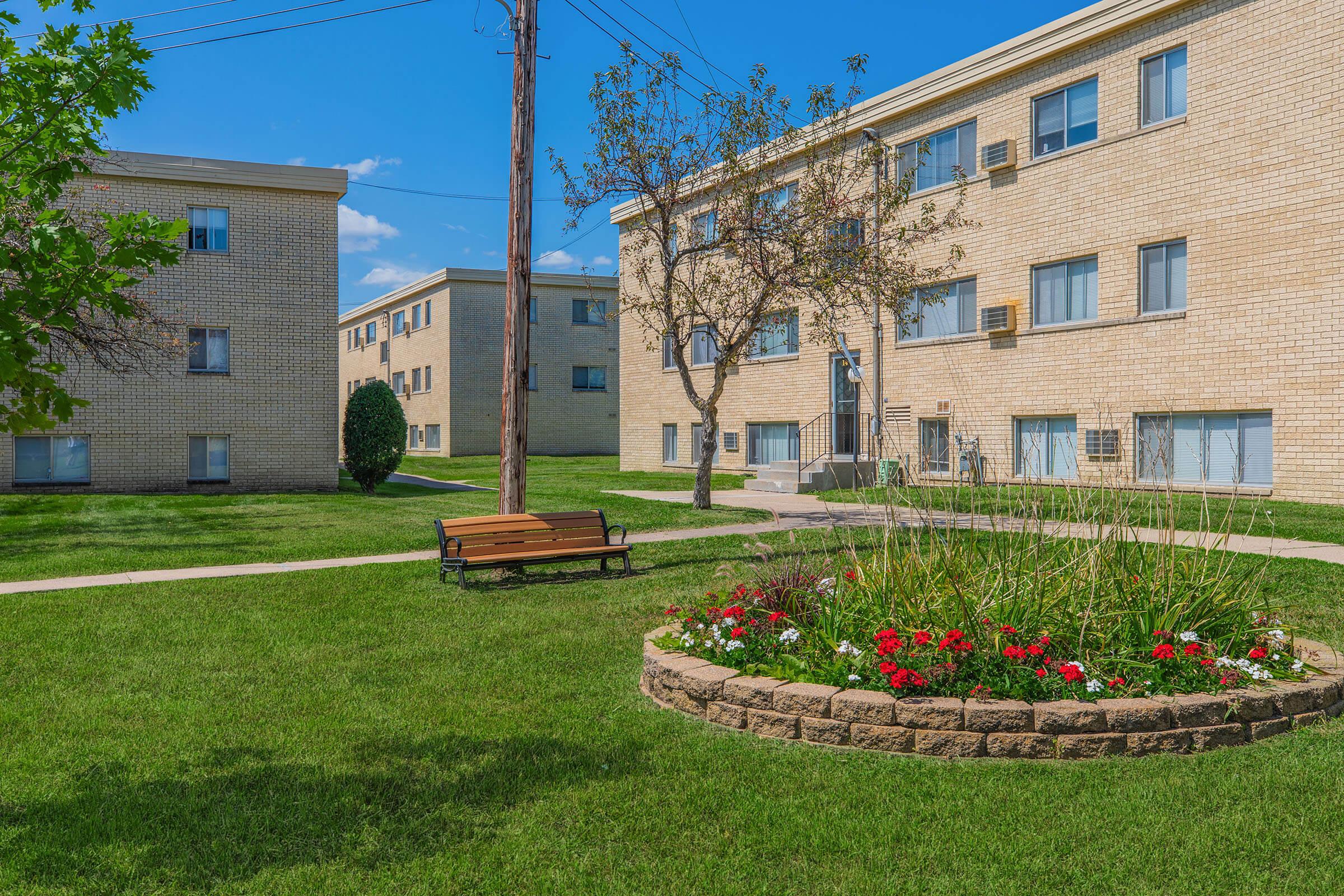 a large lawn in front of a building