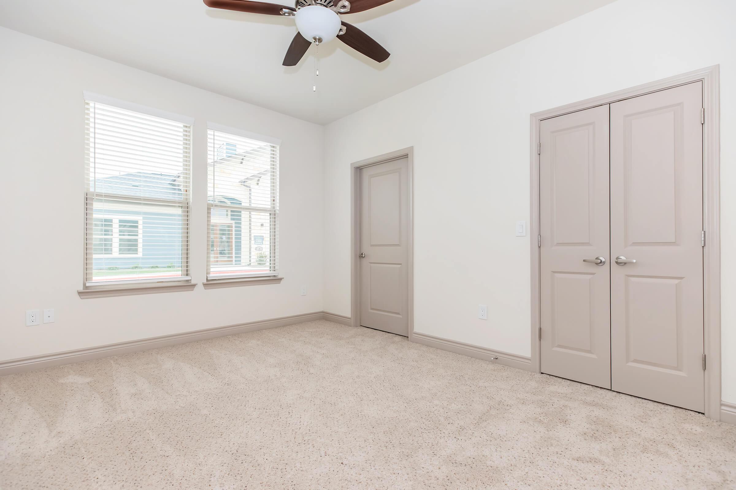 a door with a window in a room