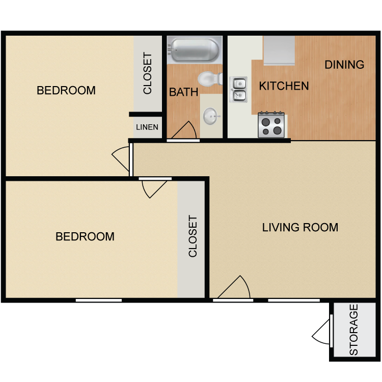 Floor plan image of 2 Bed 1 Bath
