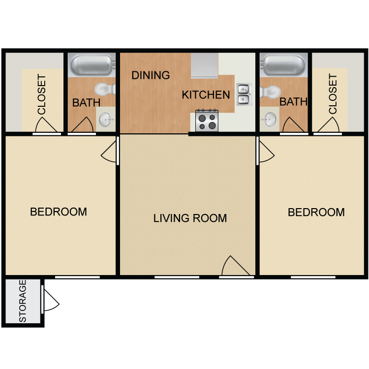 Floor plan image of 2 Bed 2 Bath