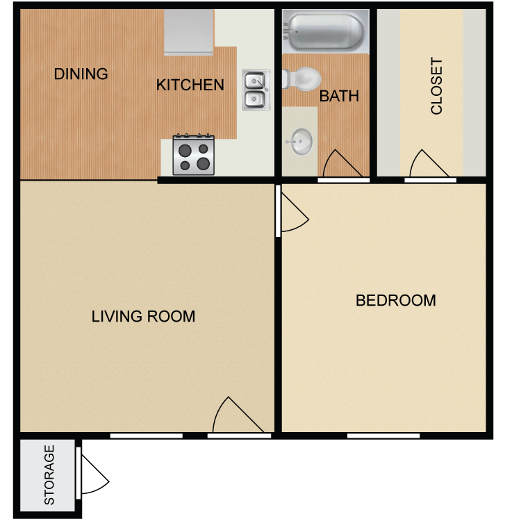 Floor plan image of 1 Bed 1 Bath