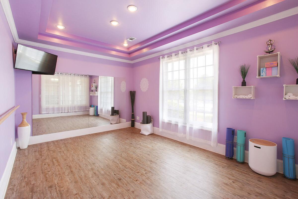 a room with a tiled floor