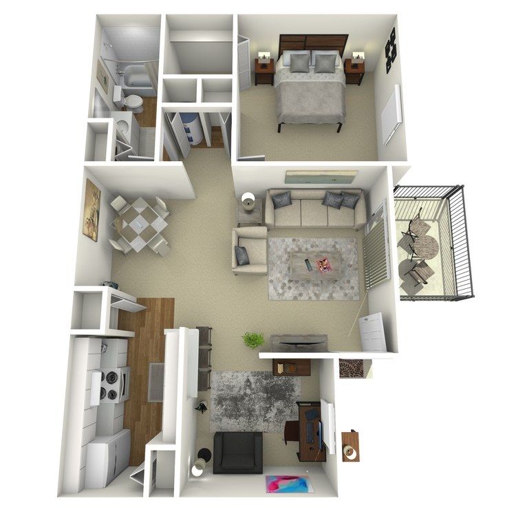 Floor plan image of 1 Bed 1 Bath with Den
