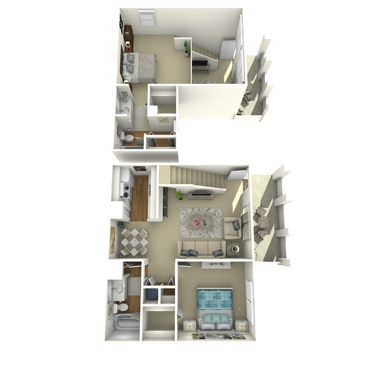 Floor plan image of 1 Bed 2 Bath with Loft