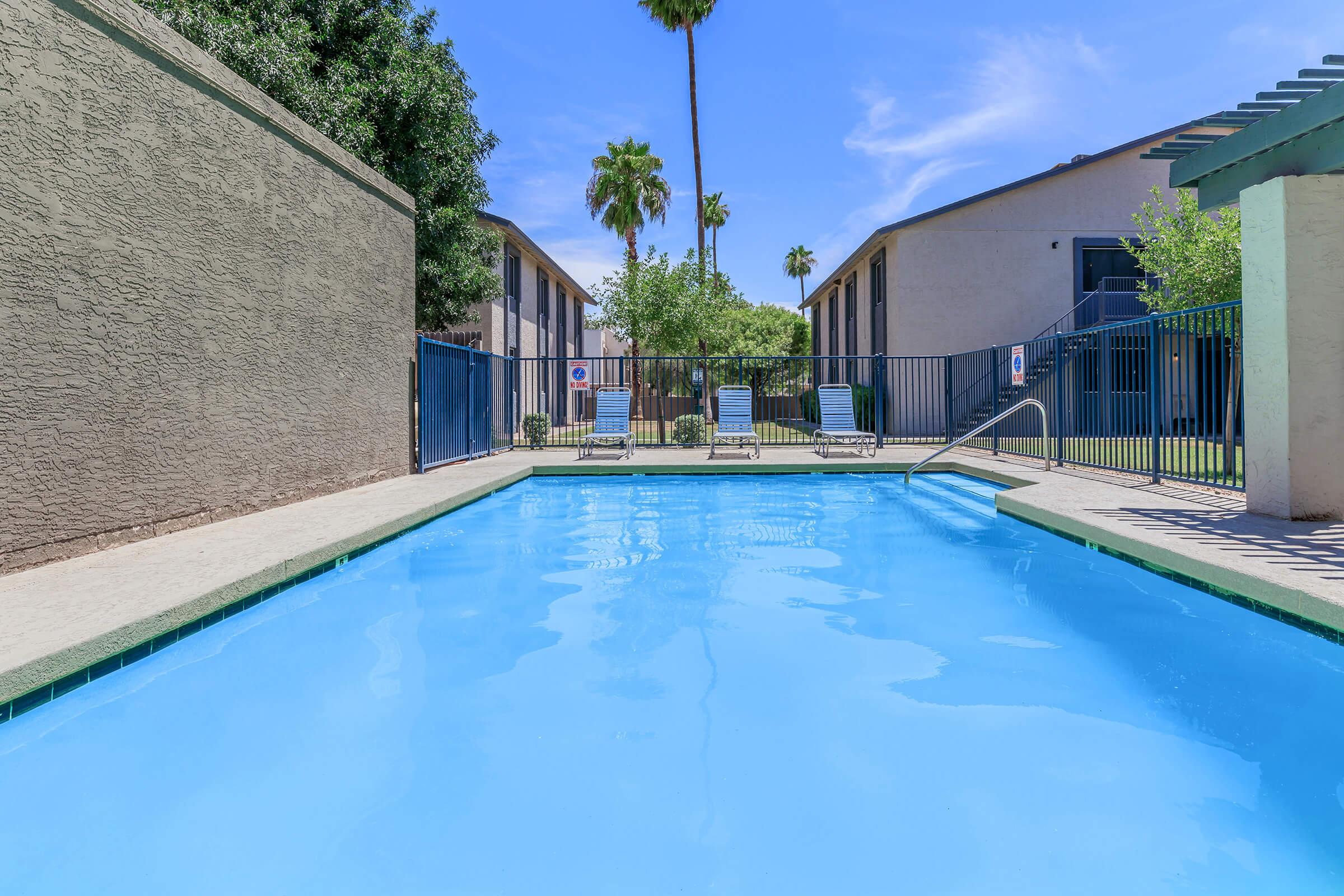 Large sparkling resort-style pool at Rise on Cave Creek in Phoenix