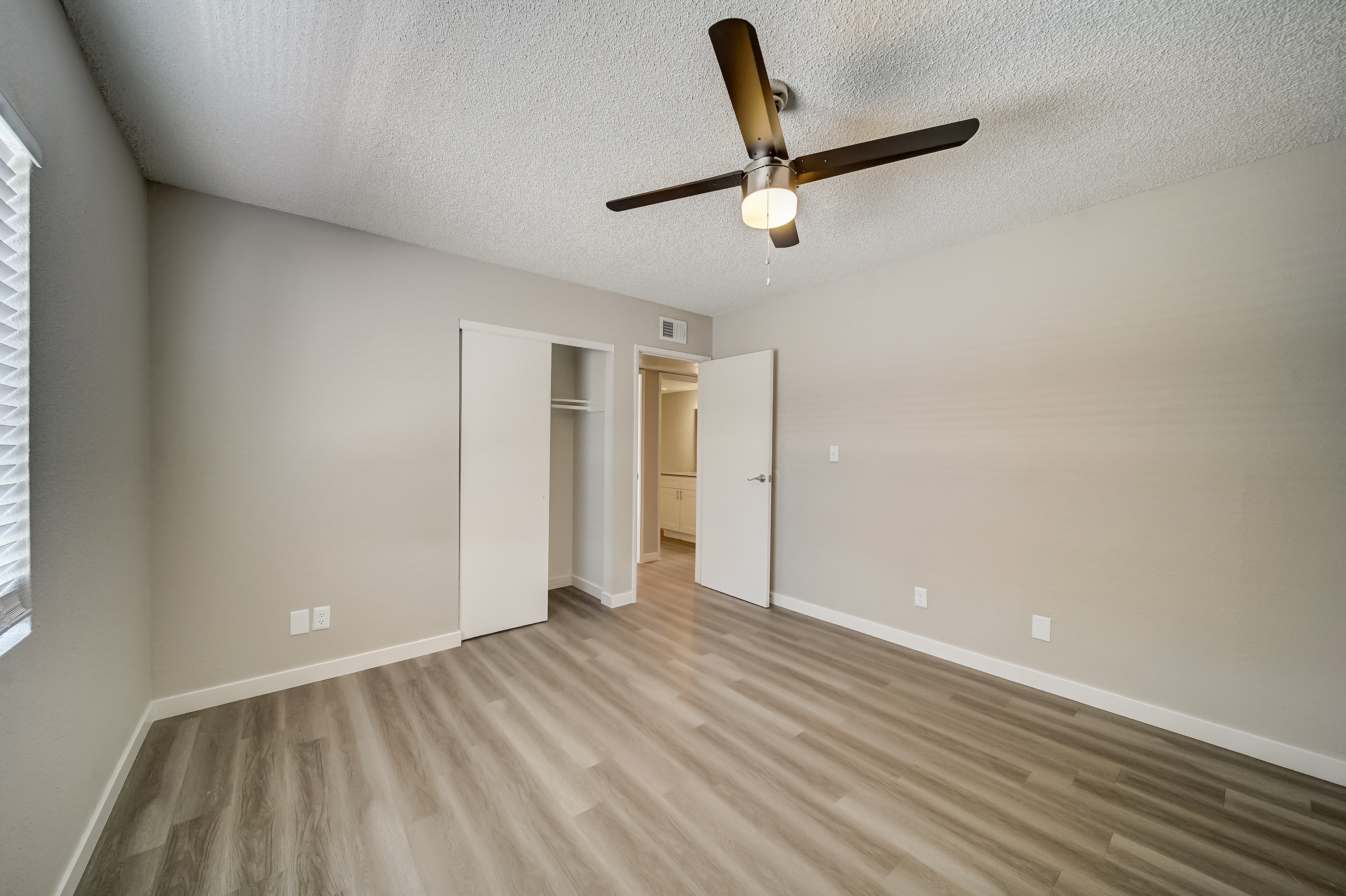 a room with a wood floor