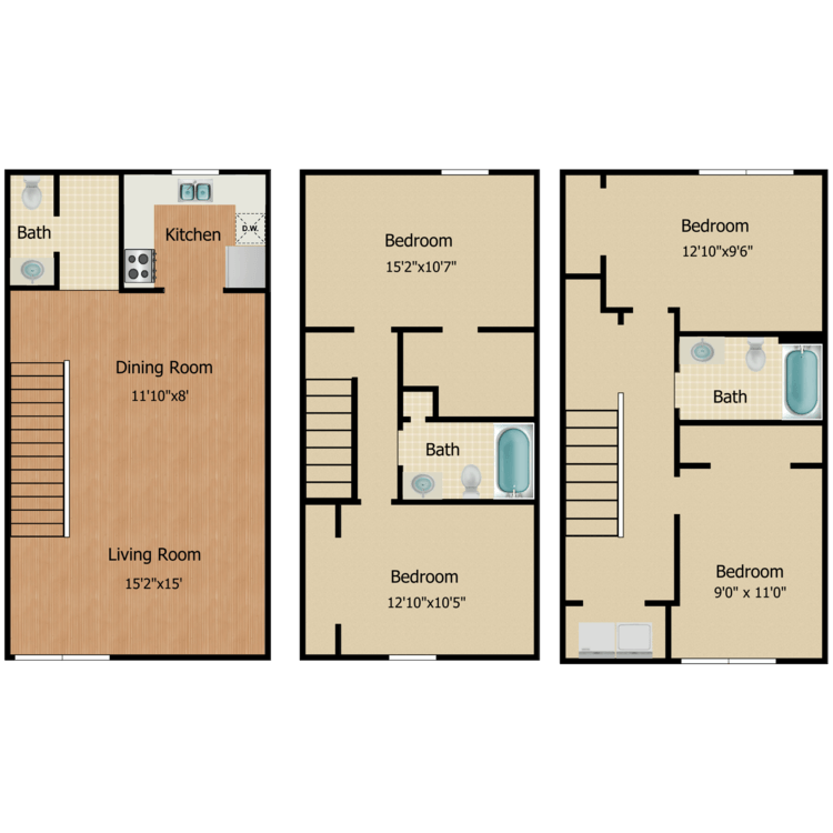 Floor plan image of 4 Bed 2.5 Bath