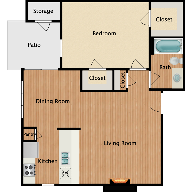 Floor plan image of A3 1 Bed 1 Bath