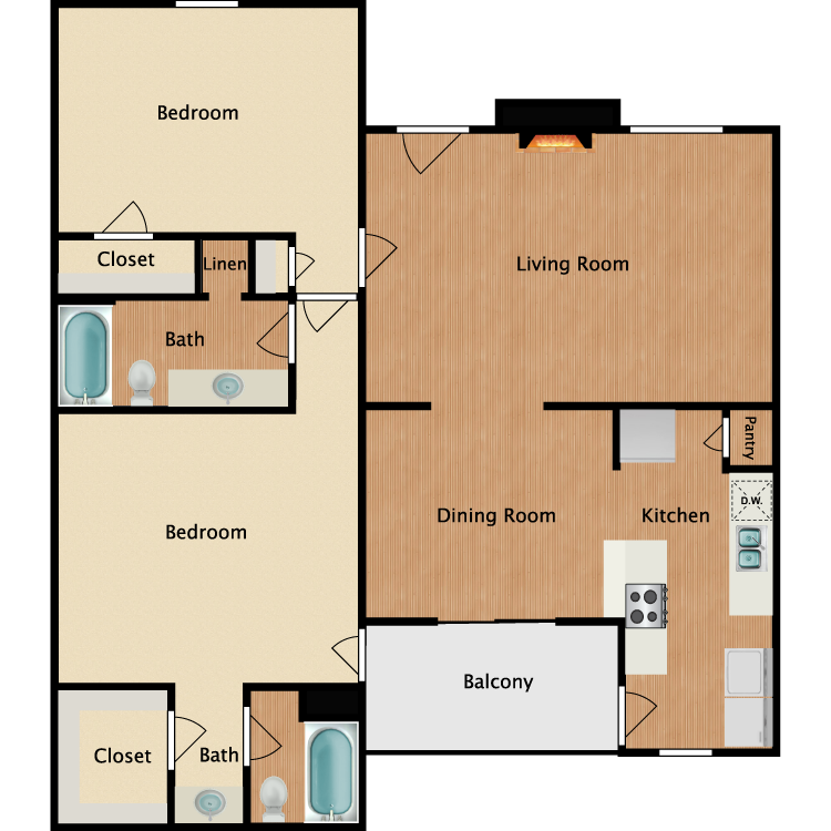 Floor plan image of B1 2 Bed 2 Bath