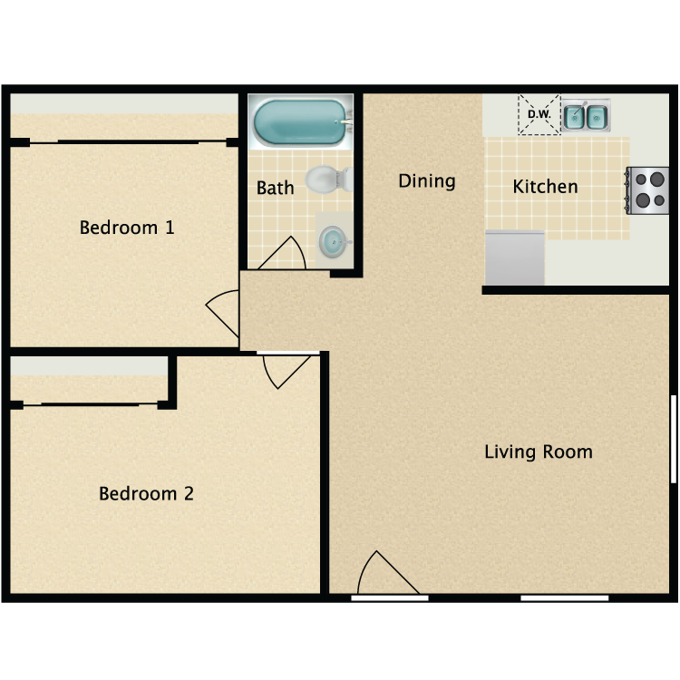 Floor plan image of Two Bedroom