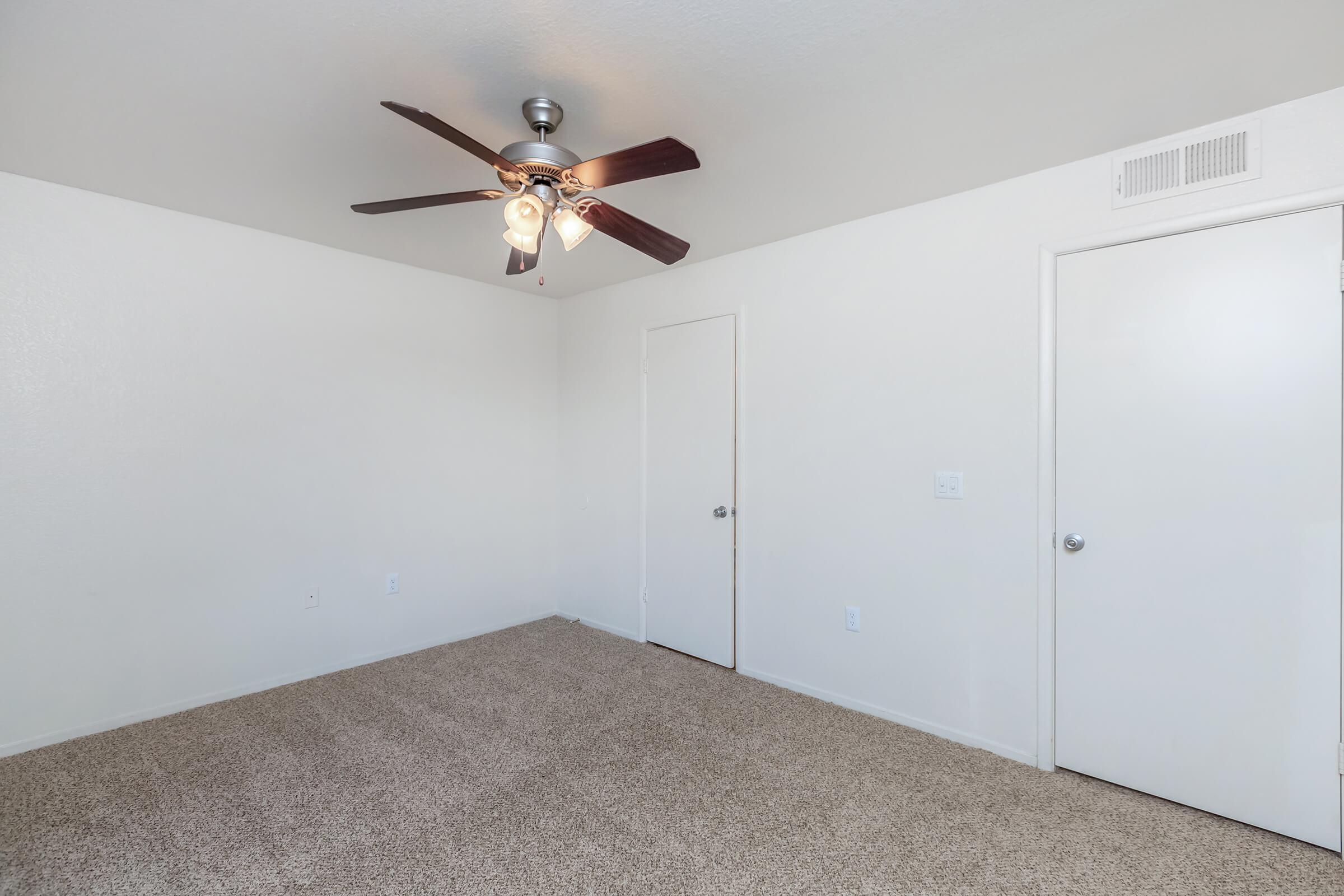 a bed in a small room