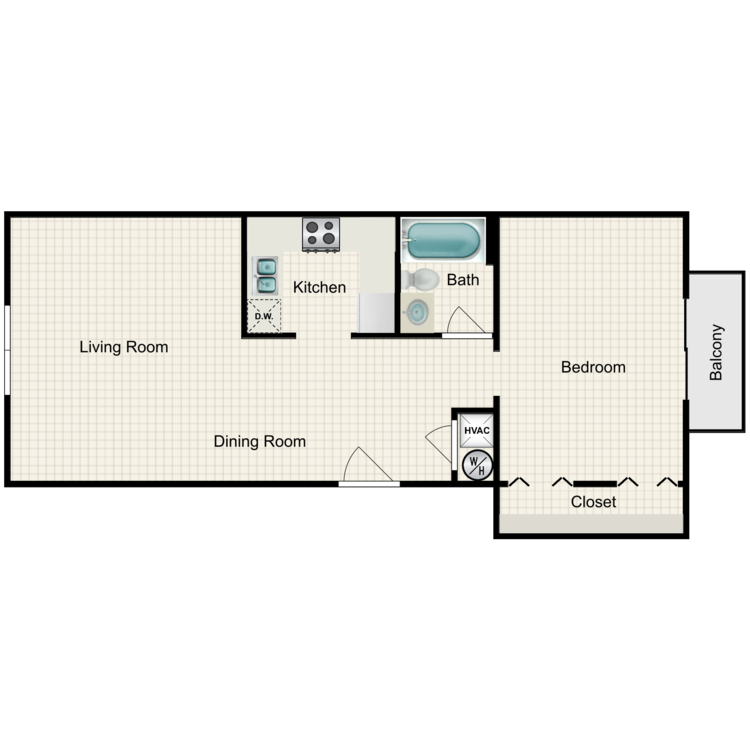 Floor plan image of 1 Bed 1 Bath
