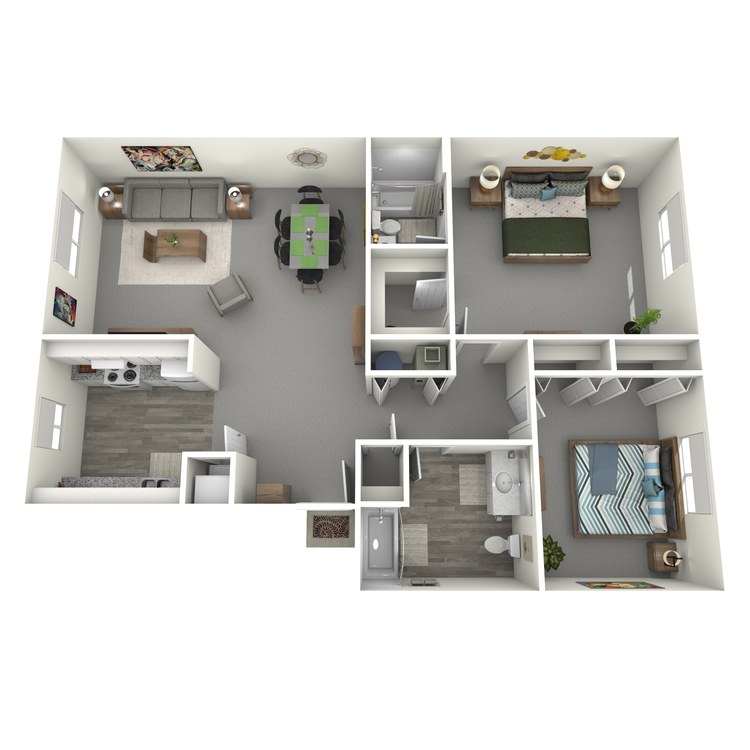 Floor plan image of 2 Bed 2 Bath