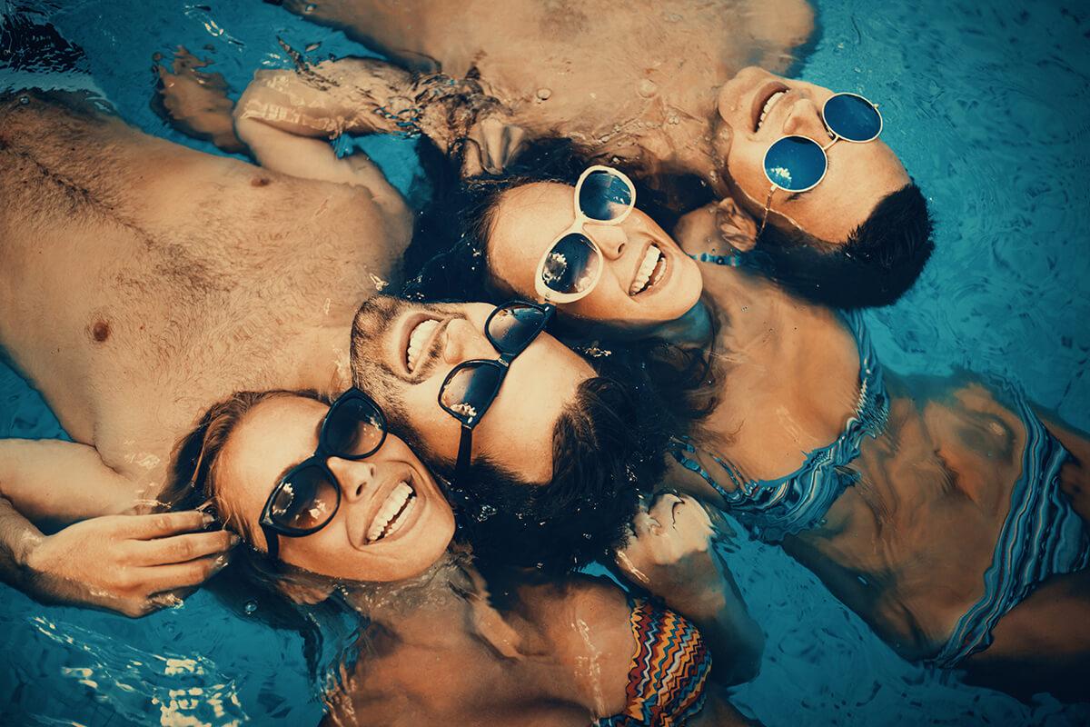 a person in a swimming pool