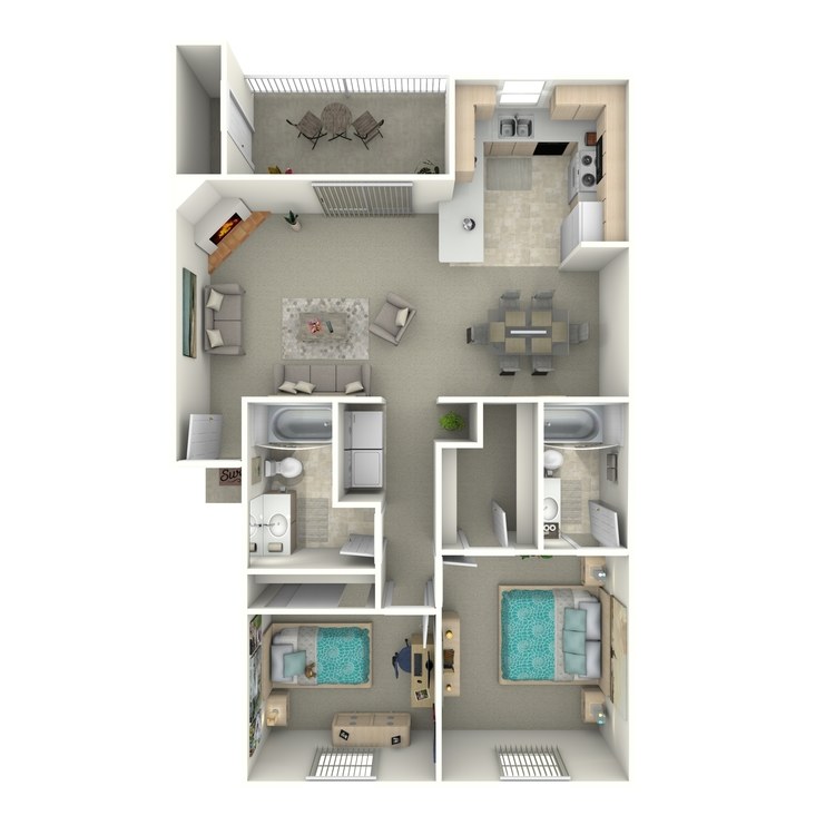 Floor plan image of 2 Bed 2 Bath