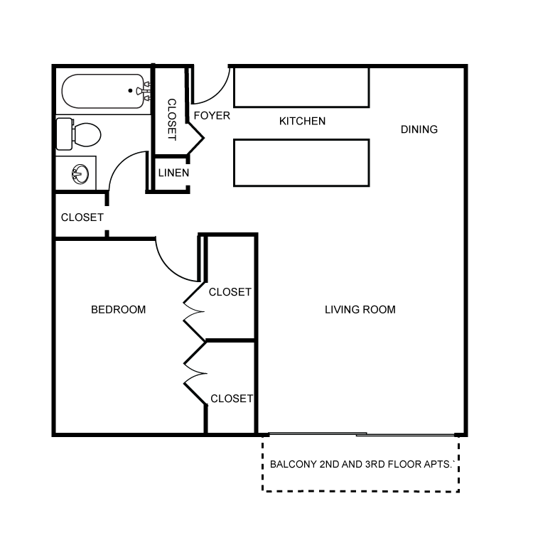 Floor plan image of 1 Bed 1 Bath