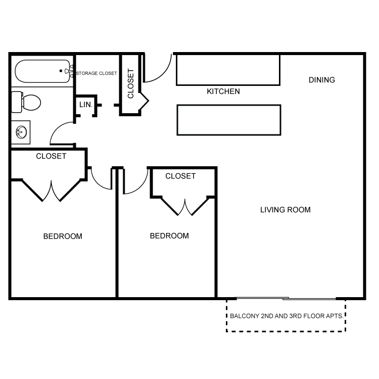 Floor plan image of 2 Bed 1 Bath