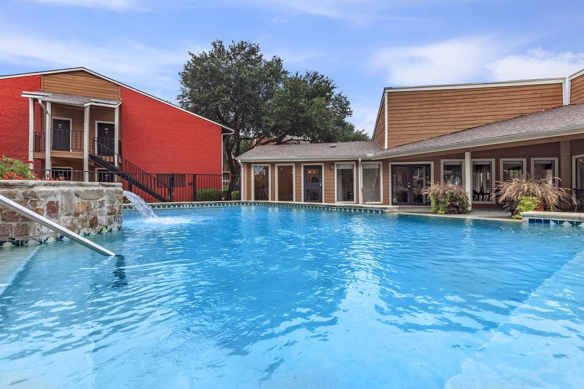 a small house in a pool of water