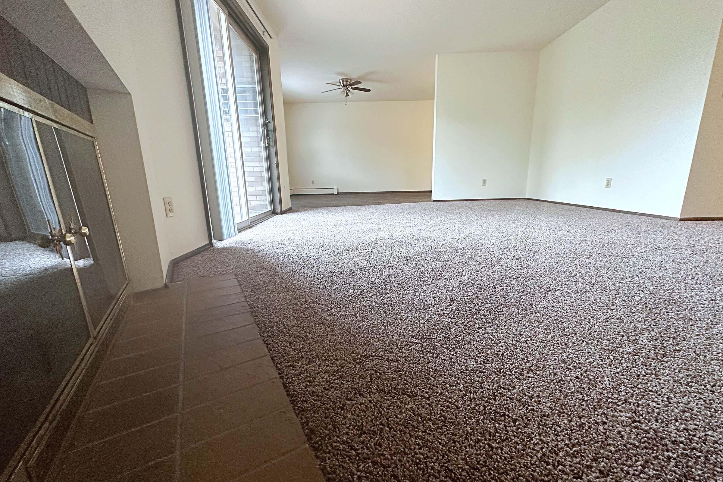 a bedroom with a tiled floor