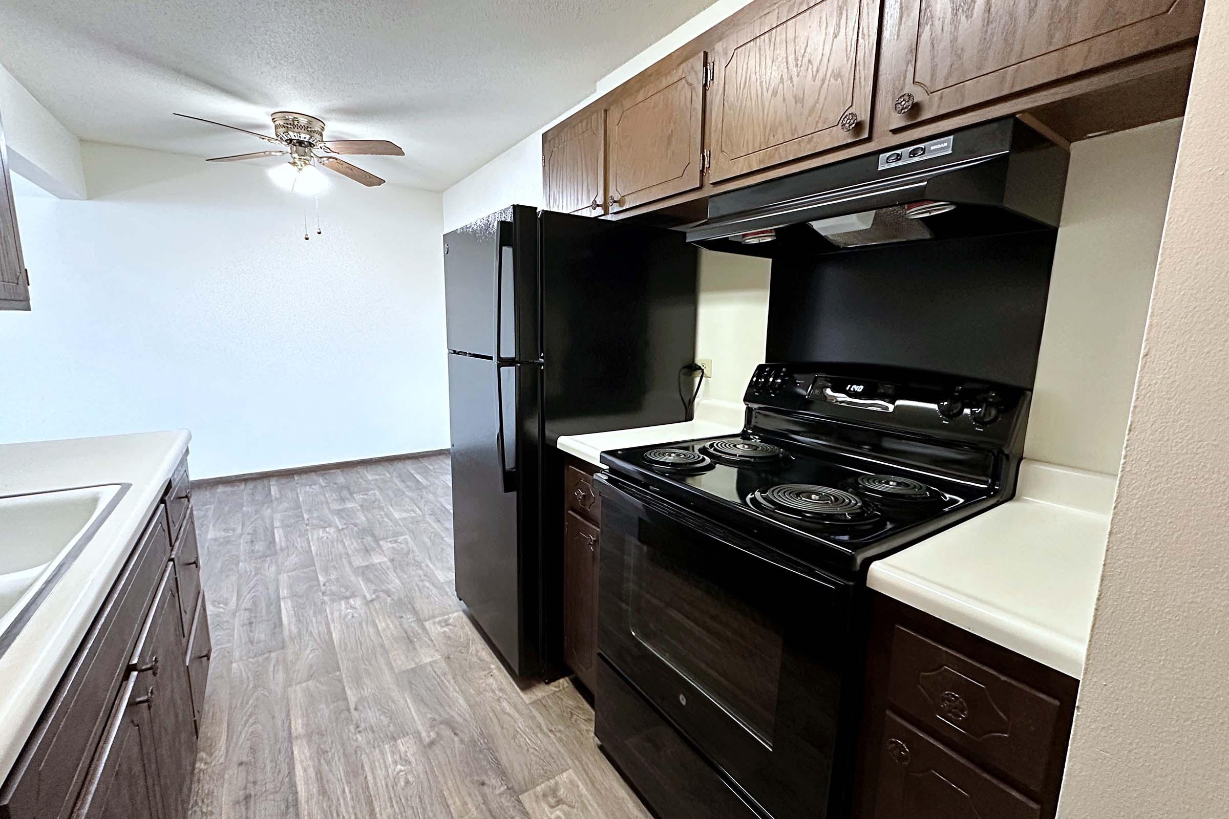 a kitchen with stainless steel appliances