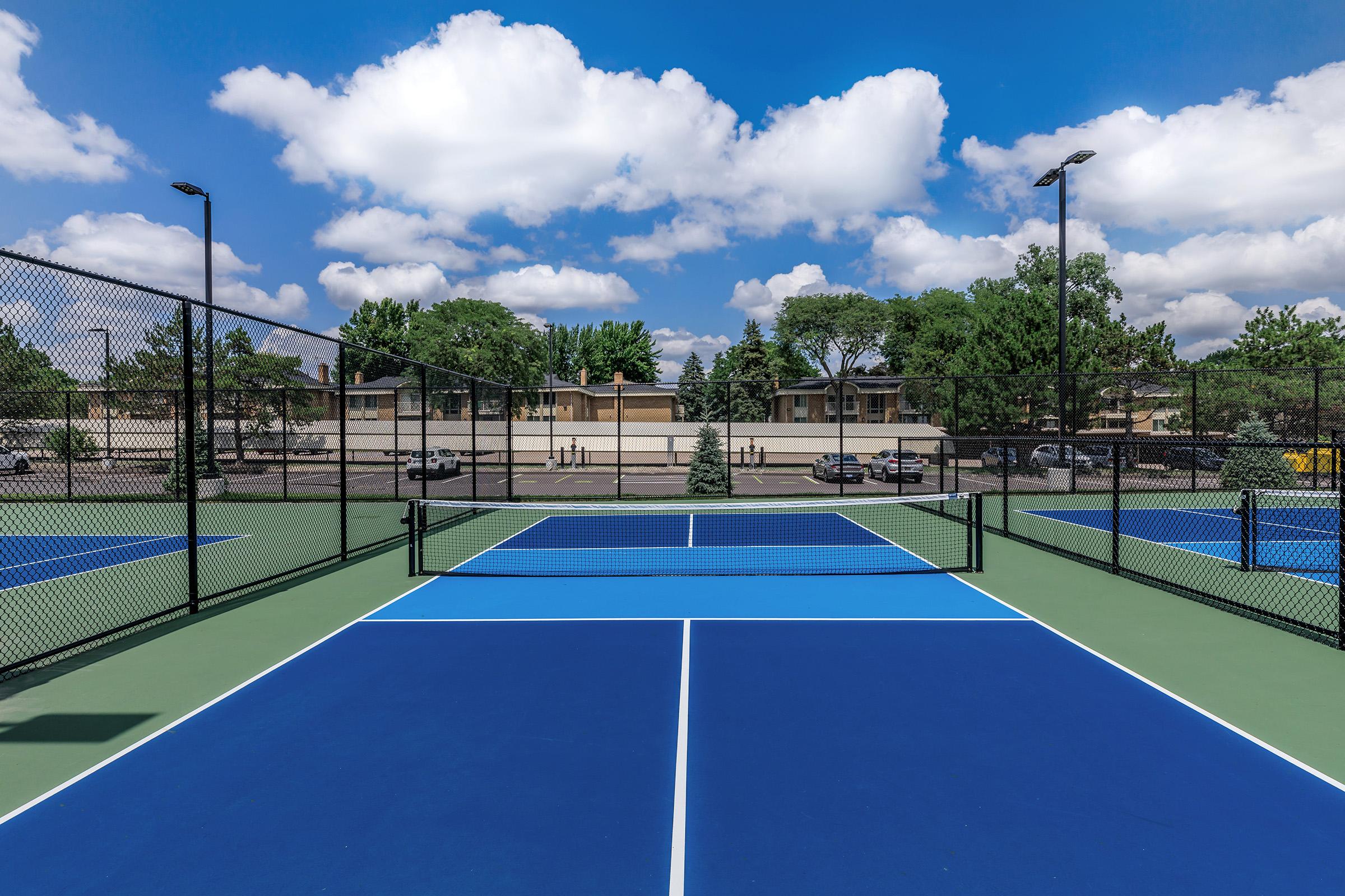 a blue ball on the court