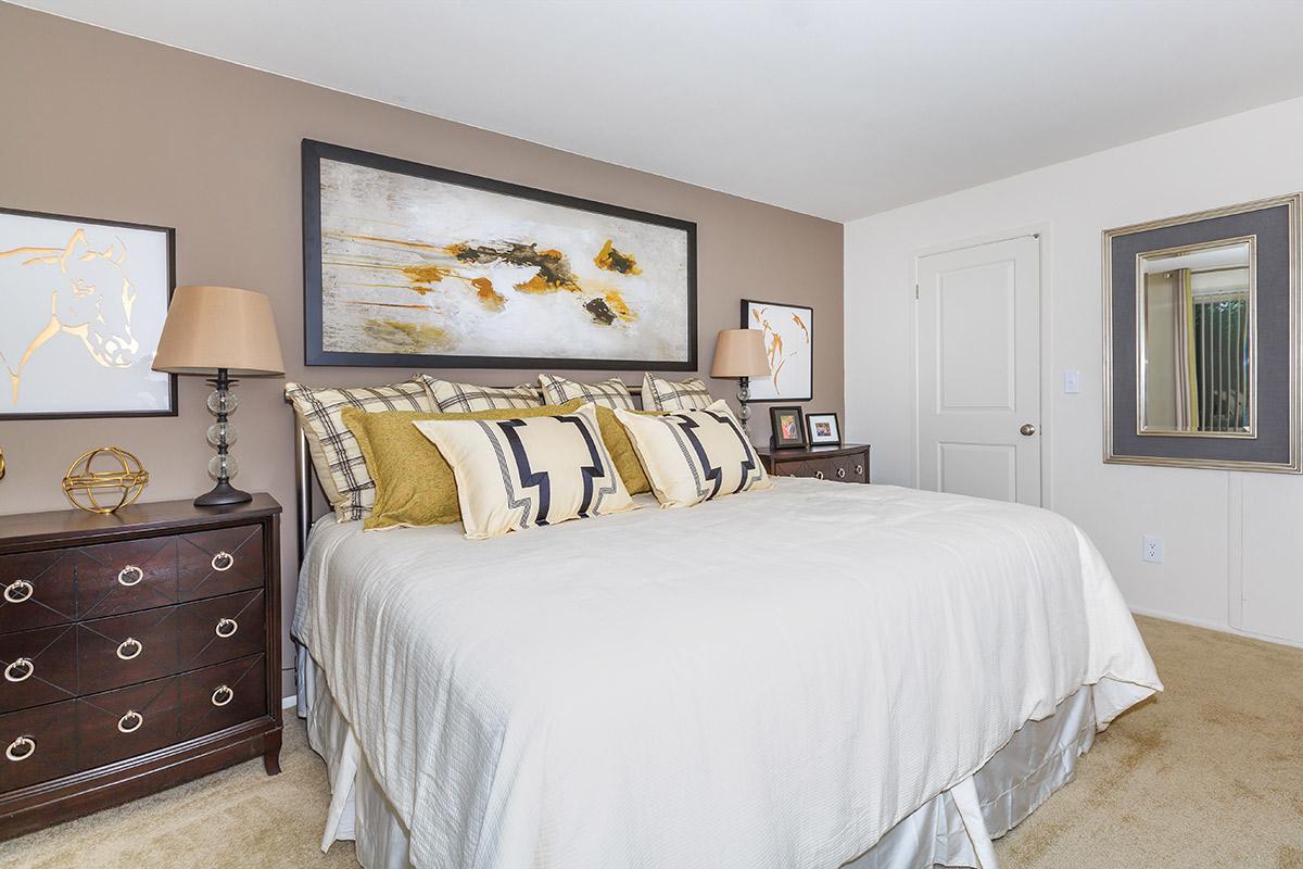 MODERN CARPETED BEDROOM AT SOMERSET PARK APARTMENTS