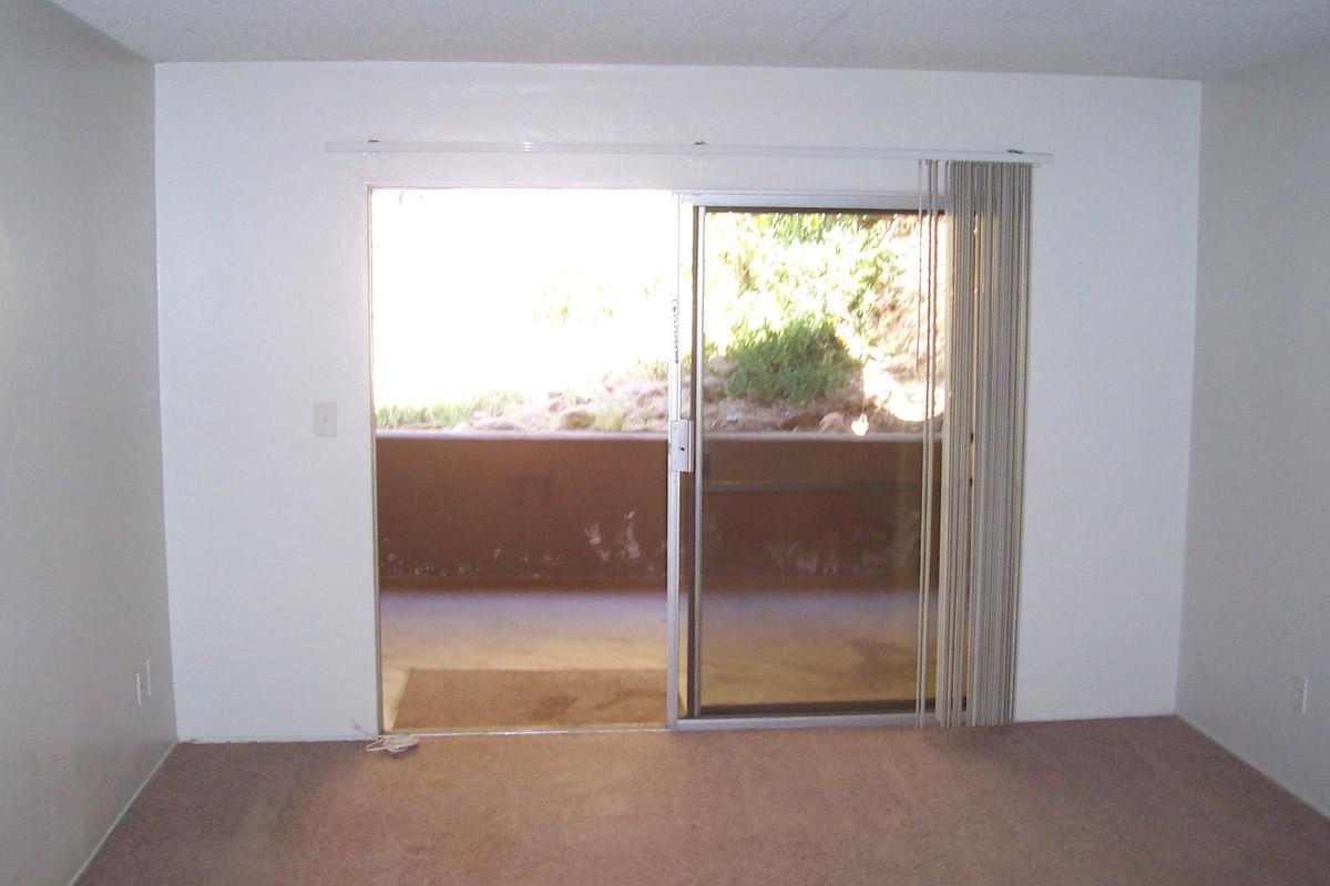 a room with a large window