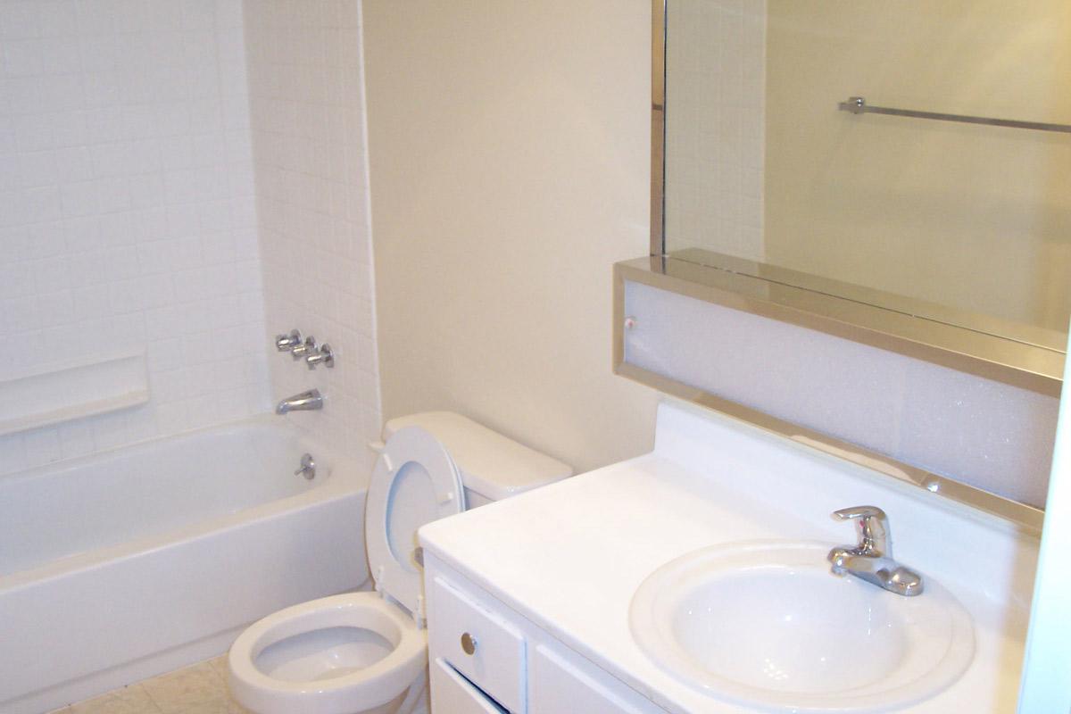 a white sink sitting under a mirror