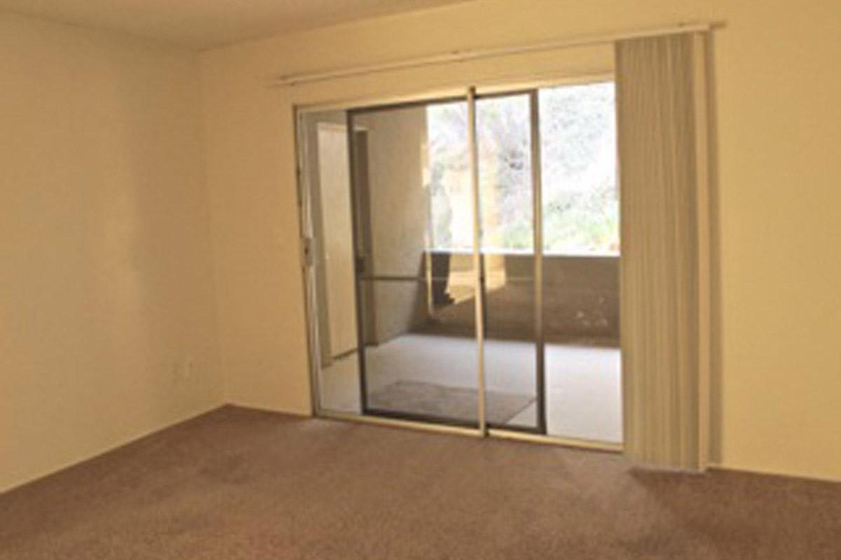 a room with a large window