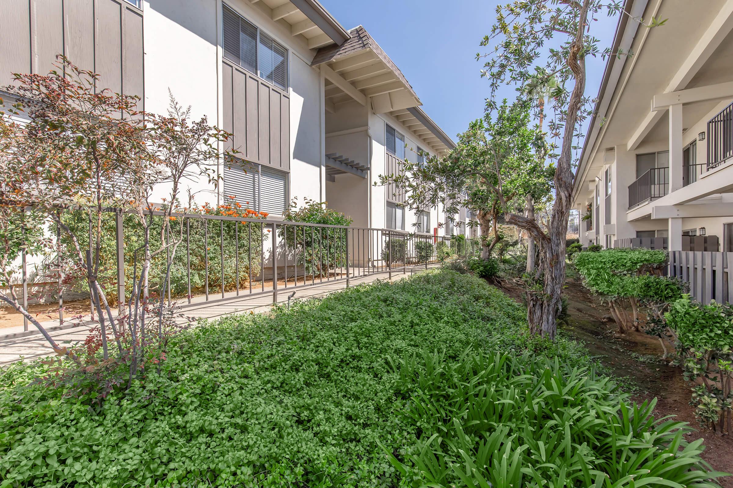 a house with bushes in front of a building