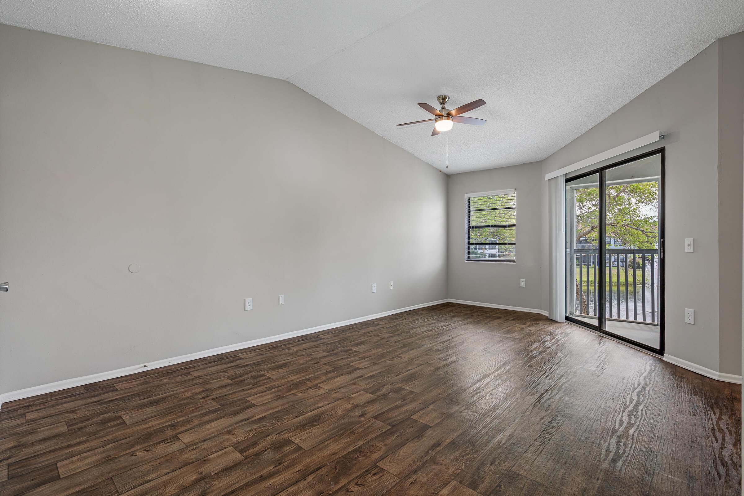 a room with a large window