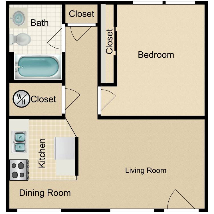Floor plan image of Large 1 Bedroom